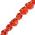 Cuenta Calavera de Howlite tintado 18 mm Naranja x1