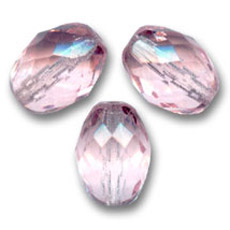 Cuentas en forma de oliva facetadas, 11 x 8 mm - Rosaline x20