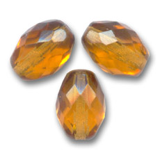Cuenta facetada con forma de oliva, 11 x 8 mm - Topaz x20