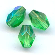 Cuentas facetadas con forma de oliva, 6 x 4 mm - Verde AB x25