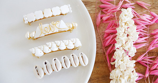 Bricolaje 4 barrettes caracoles capuchas y amuletos de nácar Bricolaje 4 barrettes caracoles capuchas y amuletos de nácar