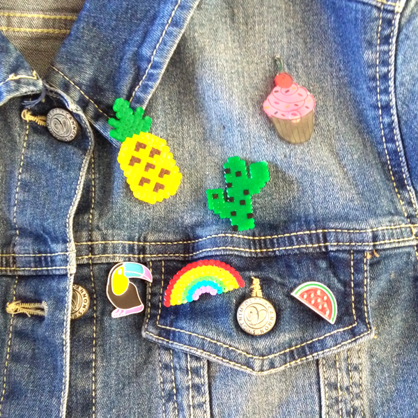 DIY Pin's planchar cuentas hama y plástico loco formas de piña y sandía