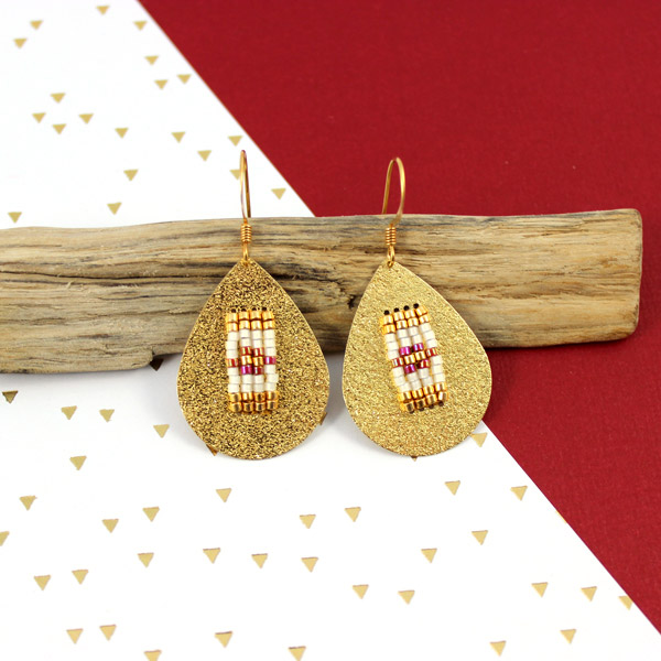 Pendientes de entrepieza con cuentas Miyuki Delicas Pendientes de entrepieza con cuentas Miyuki Delicas