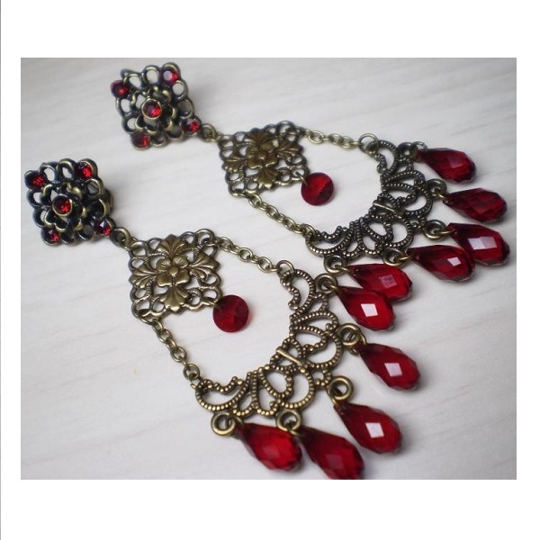 Pendientes Bollywood con gotas siam de PureCrystal