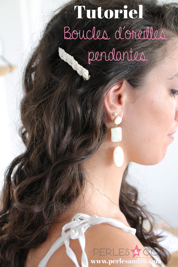 Esquema Cómo hacer pendientes fáciles de nácar blanco y dorado