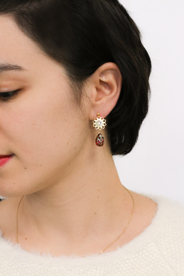 Esquema Pendientes de perlas de cabujón PureCrystal Patina escarlata