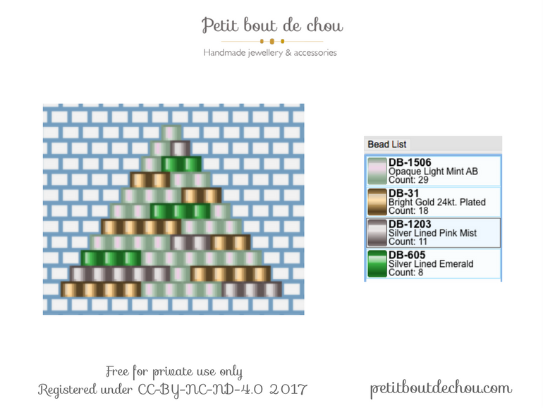 Boucles d'oreilles en tissage brick stitch avec des perles Delicas Miyuki et PureCrystal mint et emeraude style baroque bohème