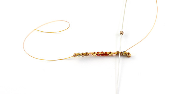 Pulsera Brick Stitch diamante oro burdeos : Paso 8 Pulsera Brick Stitch diamante oro burdeos : Paso 8