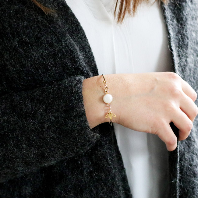 Pulsera de oro y piedra de luna llena Bracelet Gold Filled et pierre de lune