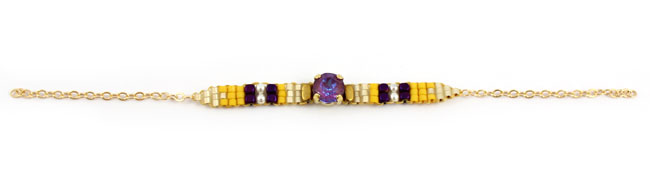 Pulsera tejida con punto cuadrado y cabujón PureCrystal DeLite : Paso 7