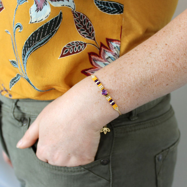 Esquema Pulsera tejida con punto cuadrado y cabujón PureCrystal DeLite