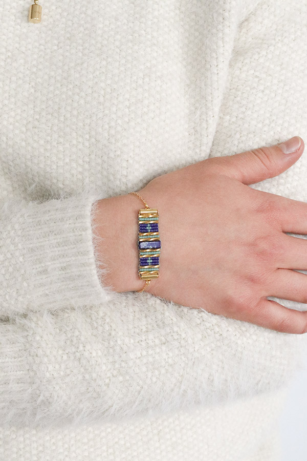 Esquema Pulsera de imitación rectangular Regalite y semillas de Miyuki