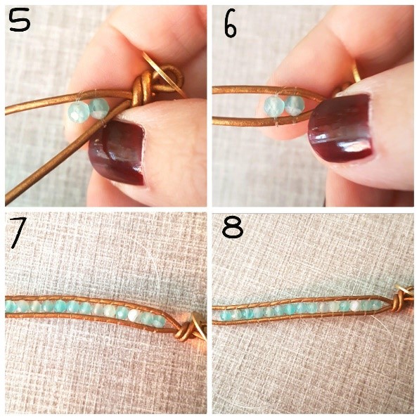 Tutoriel DIY facile bracelet wrap turquoise tendance avec pierres gemmes gemstones agate perles Miyuki Delicas et Bugles Twist