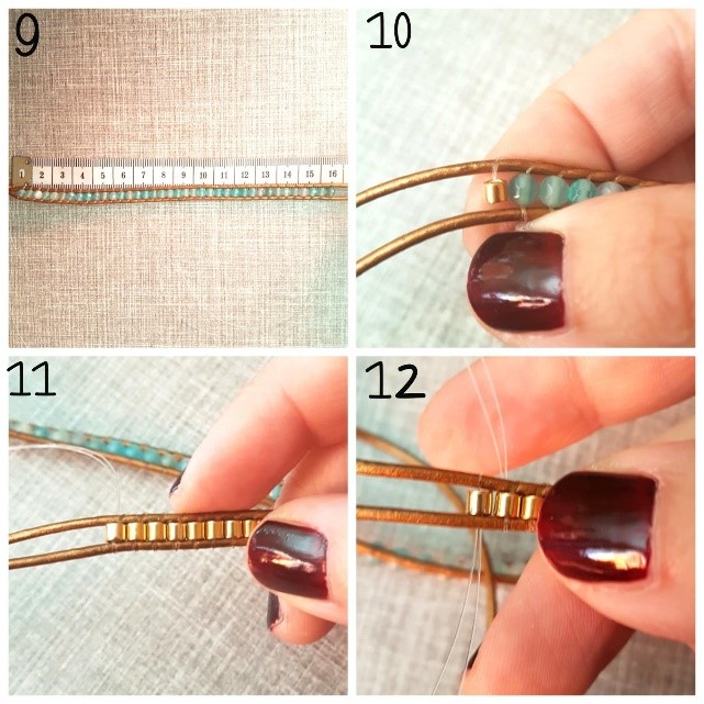 Tutoriel DIY facile bracelet wrap turquoise tendance avec pierres gemmes gemstones agate perles Miyuki Delicas et Bugles Twist