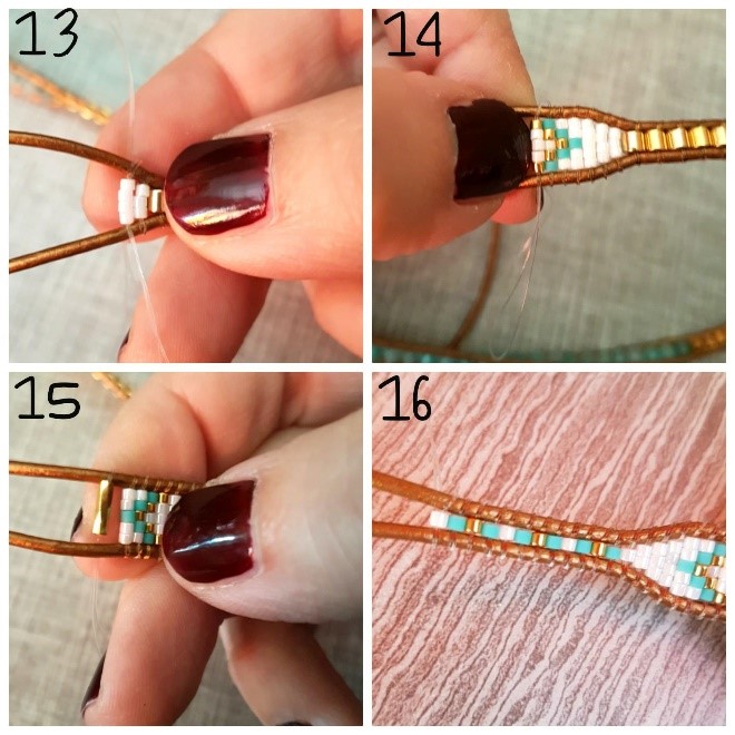 Tutoriel DIY facile bracelet wrap turquoise tendance avec pierres gemmes gemstones agate perles Miyuki Delicas et Bugles Twist