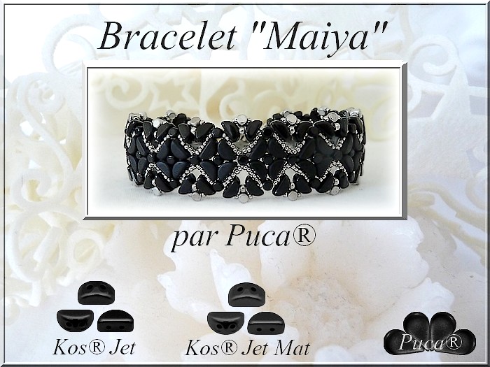 Tutoriel bijou schéma gratuit bracelet Maiya en perles en verre Kos jet par Puca