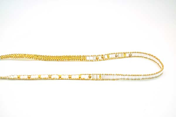 Bracelet wrap blanc et doré avec Tila beads, Rocaille Miyuki et nacrées PureCrystal