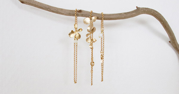 Esquema DIY Pulseras apilables de flores doradas
