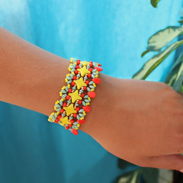 Pulsera de con cuentas de estrellas, Facetas y Superduo - Perles & Co