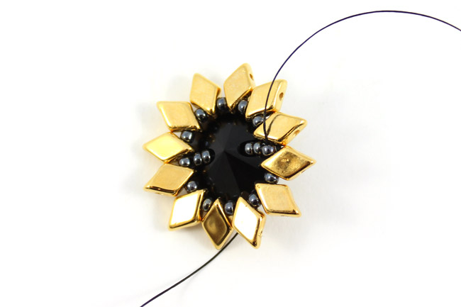 Cuff Wrap y Negro Oro y PureCrystal Diamonduo botón 02 Manchette Wrap Noire et Dorée Diamonduo et Bouton PureCrystal 02