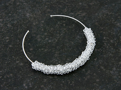 Swarovski toupies tejido peyote pulsera brazalete tubular : Paso 5