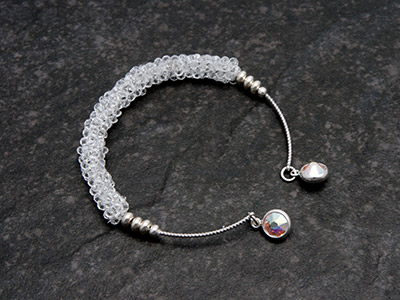 Swarovski toupies tejido peyote pulsera brazalete tubular : Paso 8