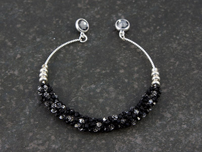 Swarovski toupies tejido peyote pulsera brazalete tubular : Paso 10