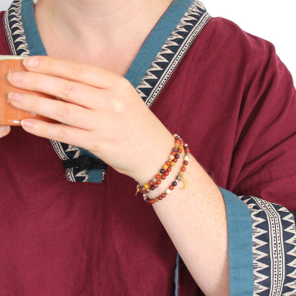 Esquema Pulsera multi ranged Jaspe pequeño Jaspeado y cuentas de jaspe rojo