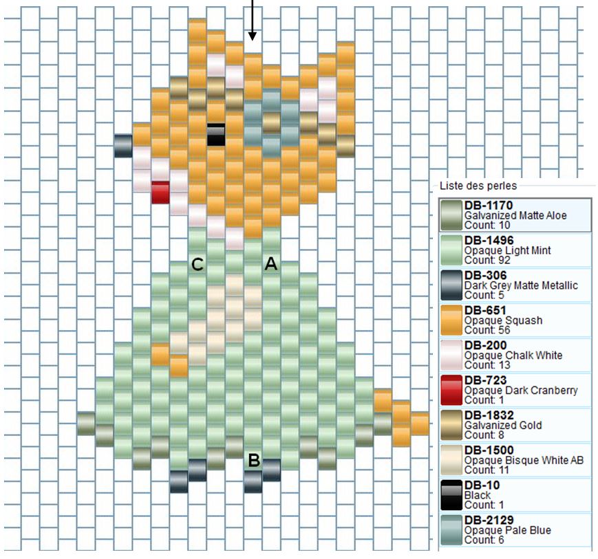 Esquema motivo zorro Broche tejida granos de Miyuki