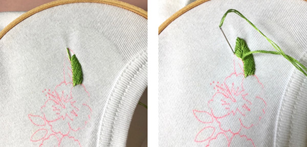 Tutorial de bordado de bricolaje Hibiscus frieze en un cuello de camiseta Tutoriel DIY broderie frise Hibiscus sur un col de tee-shirt