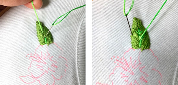Tutorial de bordado de bricolaje Hibiscus frieze en un cuello de camiseta Tutoriel DIY broderie frise Hibiscus sur un col de tee-shirt