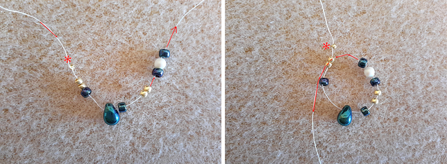 Collar elegante con la perla de PureCrystal, gotas pequeñas rocas y Toho : Paso 1