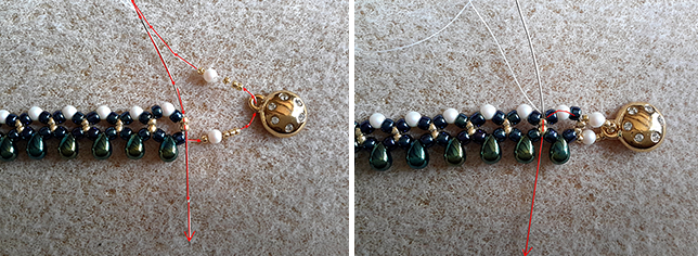 Collar elegante con la perla de PureCrystal, gotas pequeñas rocas y Toho : Paso 4