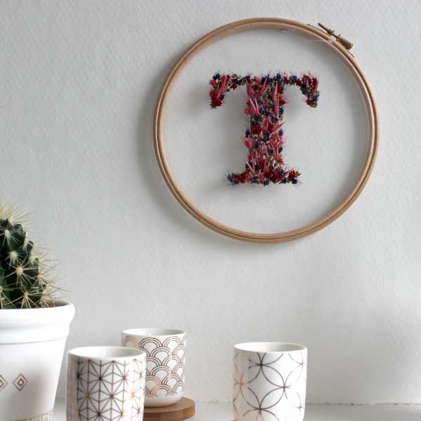 Esquema Bordado DIY de decoración de tambor con flores secas