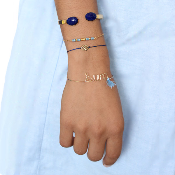 Apilar nombre de la correa Micro espaciadores gold filled y Rush lapislázuli Apilar nombre de la correa Micro espaciadores gold filled y Rush lapislázuli