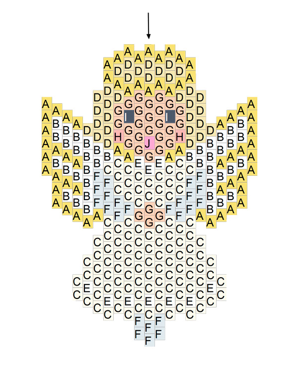 Esquema Angelito tejiendo en punto de ladrillo con Cuentas Miyukis Delicas 11/0 Esquema Angelito tejiendo en punto de ladrillo con Cuentas Miyukis Delicas 11/0