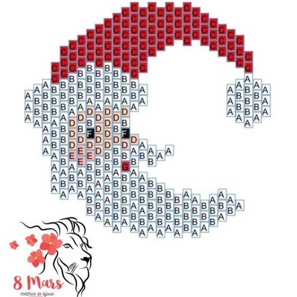 Esquema DIY tejiendo a punto de ladrillo Papá Noel en cuentas de cristal Miyuki Delicas