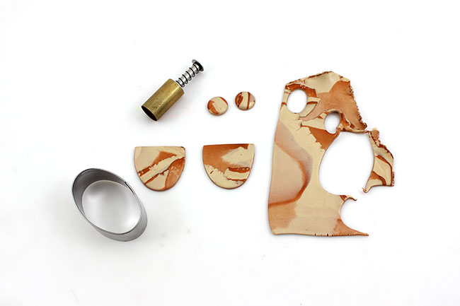 Pendientes Cernit efecto piedra metalizada champán y bronce : Paso 2