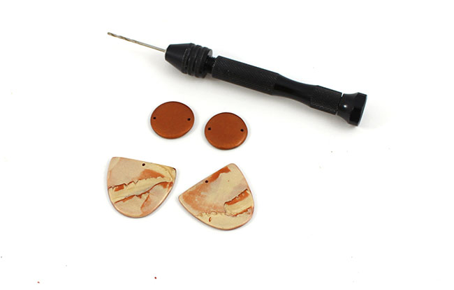 Pendientes Cernit efecto piedra metalizada champán y bronce : Paso 5