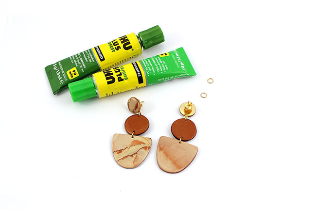 Pendientes Cernit efecto piedra metalizada champán y bronce : Paso 6