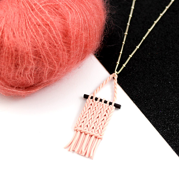 colgante de polímero-imitación-tejer-pared a gran pendentif-polymere-imitation-tissage-mural-grande