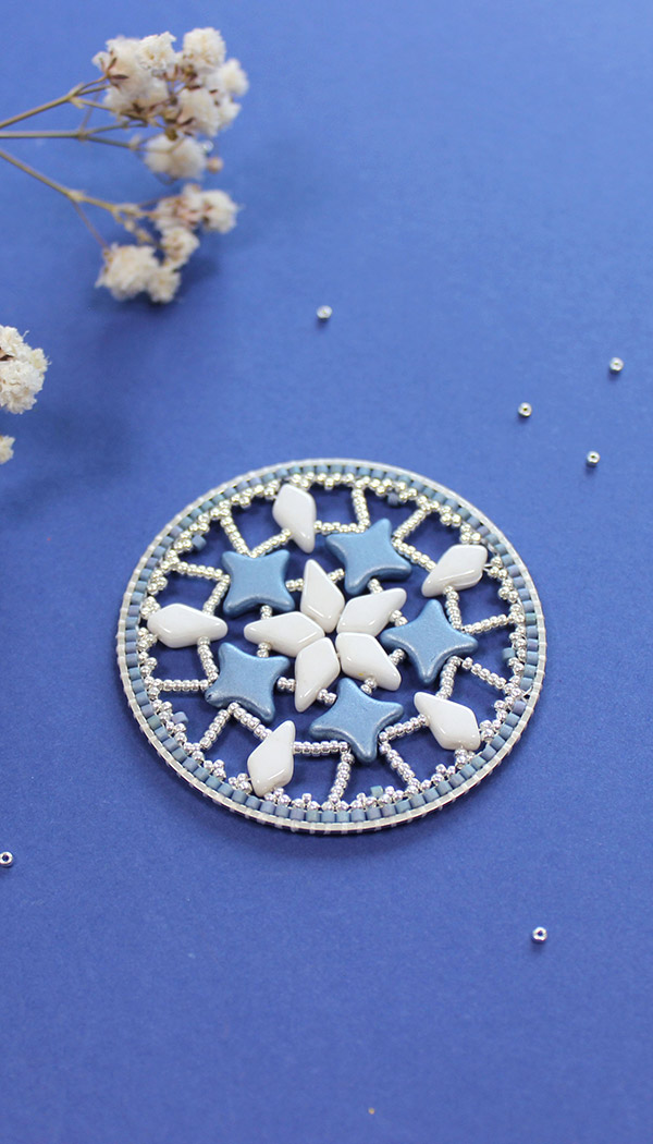 Esquema Medallón estrella decoración perlas de vidrio tejido estrella perlas y perlas de cometa