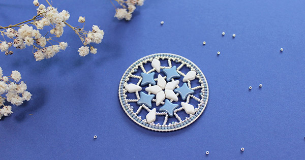 Esquema Medallón estrella decoración perlas de vidrio tejido estrella perlas y perlas de cometa