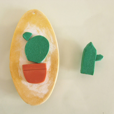 Trio de Porte-clés tendance Cactus en pâte polymère et pompons étape 20