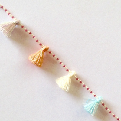 Bracelet Multirangs pastel pompons perles Chips et Miyuki