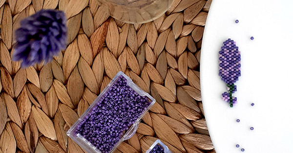 Hilo tejido bricolaje de perlas de lavanda Miyuki Delicas