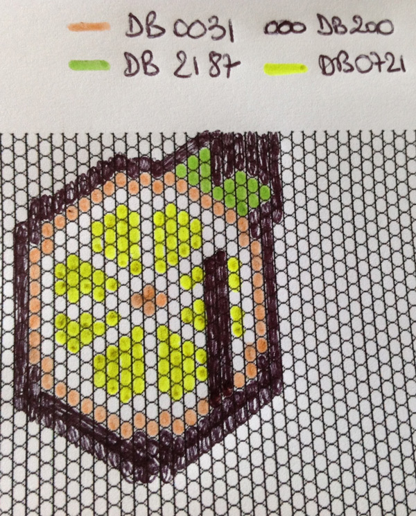 diagramme citron tissage brick stitch pour marque verre