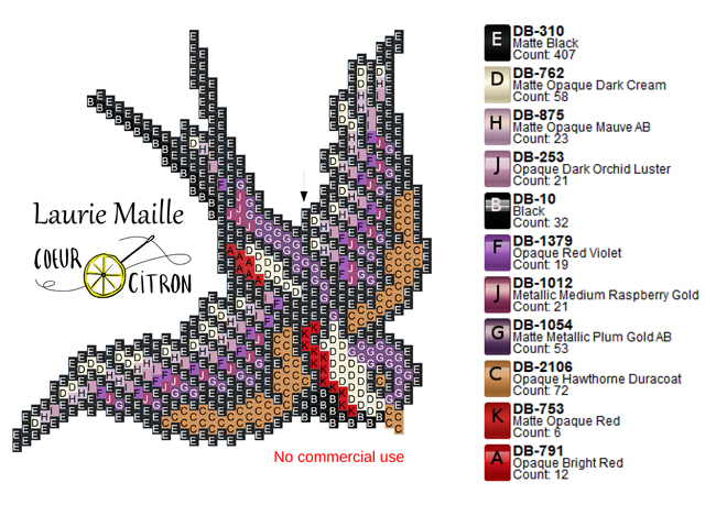 DIY tissage brick stitch motif hirondelle en perles Miyuki Delicas