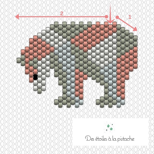 patrón de DIY bolas Weaving Miyuki oso polar : Paso 2 patrón de DIY bolas Weaving Miyuki oso polar : Paso 2