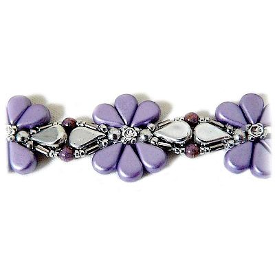 Pulsera Connie en cuentas de vidrio Amos®, Bugles Miyuki y PureCrystal Crystal Mesh